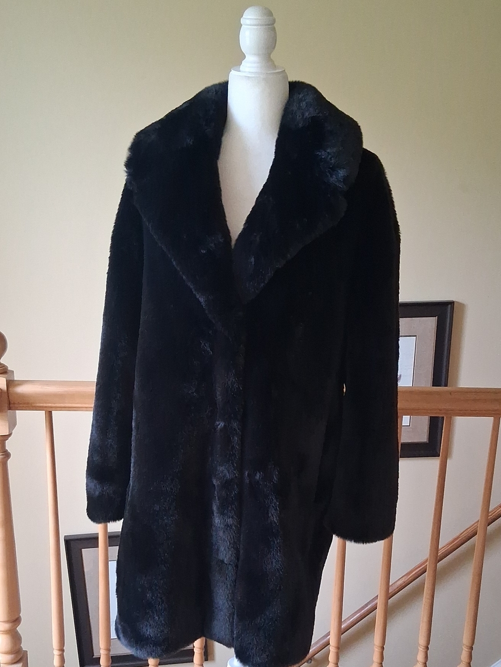 BCBGMaxAzria Black Faux Fur Coat
